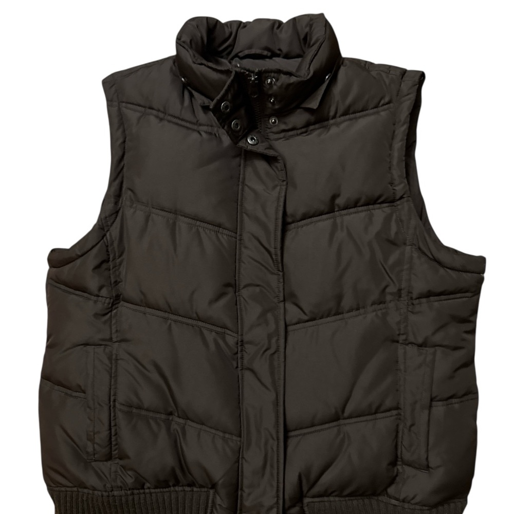 Gap Women’s Brown Puffer Full Zip Sleeveless Vest Size Large Soft Puffy